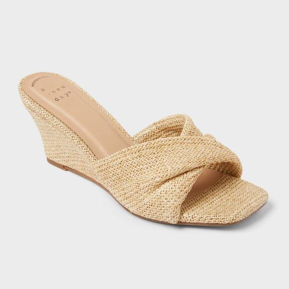 A New Day Shoes - Open Box - A New Day - Women’s Amal Wedge Heels with Memory Foam Insole - Beige